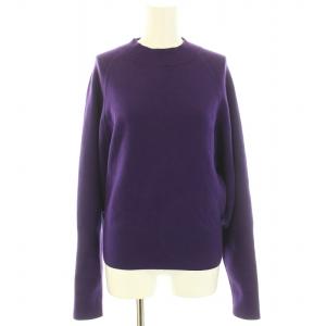 ニット セーター 長袖 ハイゲージ コットン カシミヤ混 F 紫 パープル /YT