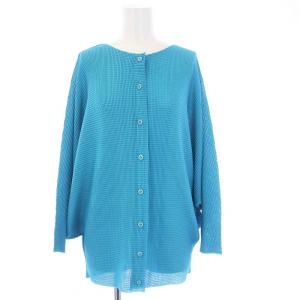 カーディガン ドルマンスリーブ 七分袖 プリーツ 青 ブルー