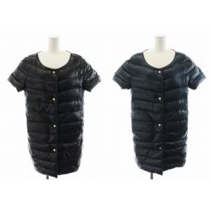 ダウンジャケット 半袖 リバーシブル アウター 42 M 黒 ブラック 青 ブルー PI0027D /AN17