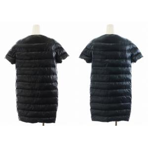 HERNO ダウンジャケット 半袖 リバーシブル アウター 42 M 黒 ブラック 青 ブルー PI0027D /AN17