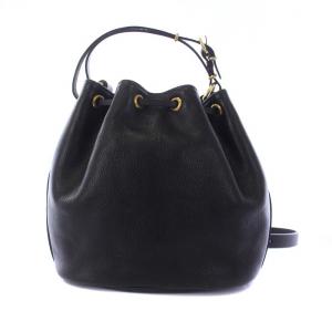 IL BISONTE ショルダーバッグ ハンドバッグ 2WAY 巾着型 レザー 黒 ブラック