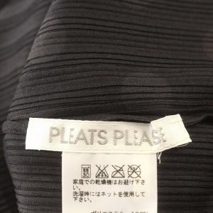 PLEATS PLEASE ISSEY MIYAKE イッセイミヤケ カットソー ドット 水玉 プリーツ 長袖 ストレッチ 3 M?L 黒 グレー