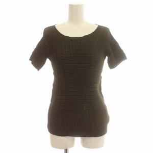 カットソー 半袖 プリーツ ストレッチ カーキ M相当 /G