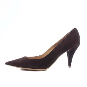 Sergio Rossi パンプス ポインテッドトゥ ピンヒール スエード 37.5 24.5cm 茶 ブラウン