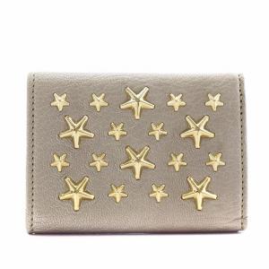 JIMMY CHOO ネモ NEMO 三つ折り財布 小銭入れ スタッズ 星 スター レザー グレー /AN5 OH