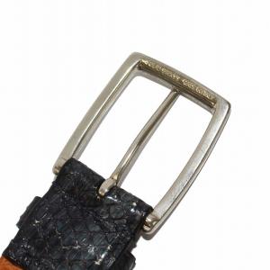 ETRO レザーベルト 革ベルト パイソン型押し 裏側ペイズリー 36 90 緑 黒 グリーン ブラック