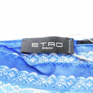 ETRO スカーフ ポケットチーフ 紙幣柄 シルク 絹 青 ブルー /AN8