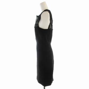 Emilio Pucci ワンピース ひざ丈 ウール レース 切替 ノースリーブ 40 M 黒 ブラック