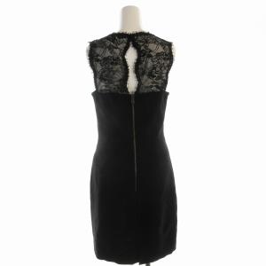 Emilio Pucci ワンピース ひざ丈 ウール レース 切替 ノースリーブ 40 M 黒 ブラック