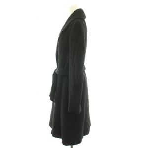 TOMORROWLAND collection ショールカラーコート ダブル アウター ミドル リボンベルト アルパカ ウール混 38 M 黒 ブラック