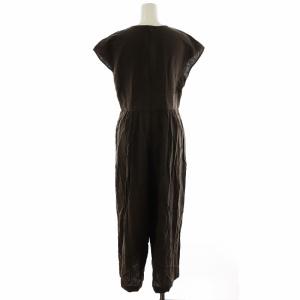 SLOBE IENA 24SS リネンレーヨン V/N オールインワン サロペット ノースリーブ 麻 36 S 茶 ブラウン