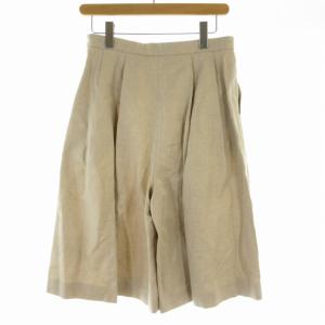 OLD ENGLAND タグ付き ワイドパンツ スカーチョ タック 麻 リネン混 ミドル 36 S ベージュ