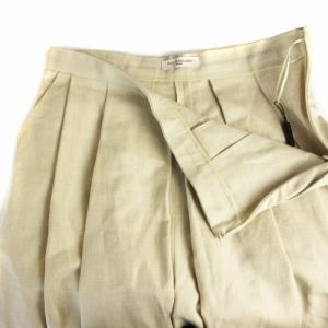 OLD ENGLAND タグ付き ワイドパンツ スカーチョ タック 麻 リネン混 ミドル 36 S ベージュ
