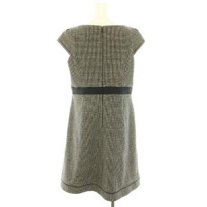 TOCCA シックスティーズ SIXTIES ドレス ワンピース ひざ丈 Vネック 半袖 総柄 6 XL 黒 ブラック