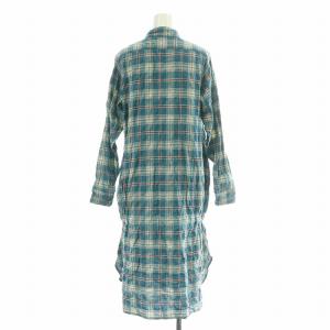 KAPITAL シャツワンピース 長袖 ひざ丈 レギュラーカラー ハーフジップ チェック柄 総柄 XS 青 ブルー /BB