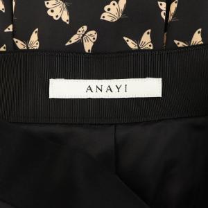 ANAYI 21AW パピヨンPTタックスカート フレアスカート ミモレ ロング 蝶柄 36 S 黒 ブラック /AN35