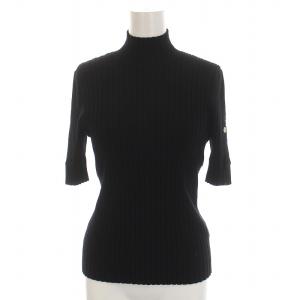 24SS セーター リブ ニット ハイネック 半袖 38 M 黒 ブラック /YM