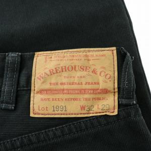 WAREHOUSE BEAMS PLUS 別注 Lot1991 ピケパンツ セコハン テーパードパンツ ジップフライ W32 L29 黒 ブラック