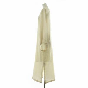 SHIPS タグ付き ストレッチボリュームスリーブワンピース ミモレ ロング サイドスリット ペチコート付き F アイボリー 314-55-0714