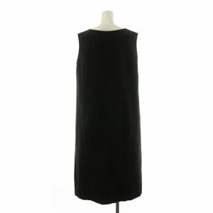 SHIPS エニィ any ニードルパンチシームフレアVネックワンピース ミモレ ロング ノースリーブ Iライン F 黒 ブラック 724-56-0041