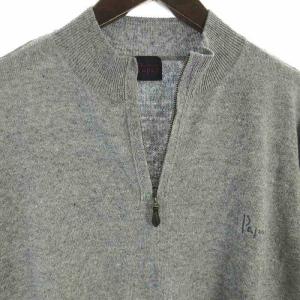 Papas タグ付き ニット セーター ハーフジップ 麻 リネン 長袖 L グレー