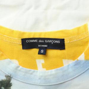 COMME des GARCONS HOMME 綿天竺 製品プリントTシャツ カットソー 半袖 クルーネック ストレッチ ブルドッグ 犬 いぬ プリント S 白 ホワイト