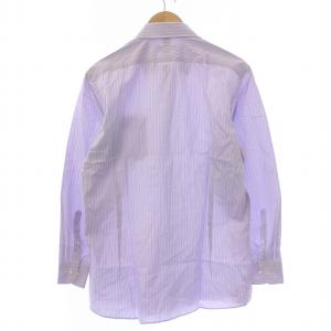 BURBERRY LONDON ワイシャツ 長袖 ボタンダウン ロゴ刺繍 ストライプ柄 L 紫 パープル