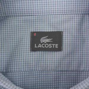 LACOSTE ワイシャツ 長袖 ボタンダウン チェック柄 ロゴ刺繍 5 XL 水色