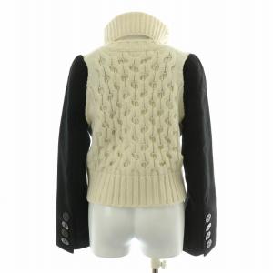 sacai Wool Melton knit pullover ウールメルトンニットプルオーバー 長袖 クルーネック 切替 ケーブル編み