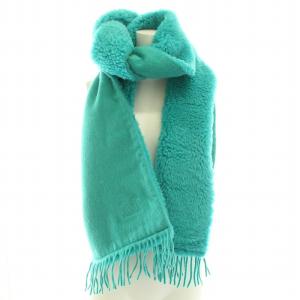 Max Mara マフラー ストール キャメルヘアー フリンジ ロゴ刺繍 緑 グリーン /YT