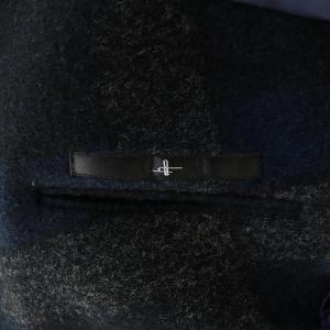 NOID スポンジボンディングショールカラーコート ロング丈 チェック柄 アウター F グレー 紺 ネイビー 黒