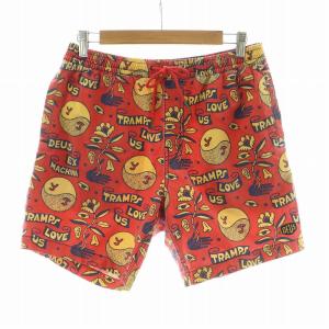 ショートパンツ ハーフ イージー 総柄 S 赤 レッド