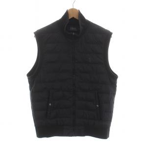 ベスト 中綿 切替 スウェット ジップアップ M 黒 ブラック /YM