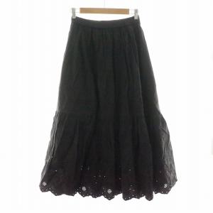Spick&Span エンブロイダリーレーススカート フレア  イージー マキシ ロング 刺繍 36 S 黒 ブラック 22060200505040