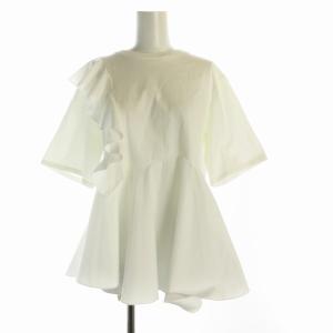 ラッフルデザイントップス カットソー フリル 半袖 F 白 ホワイト 092-3160010 /RO