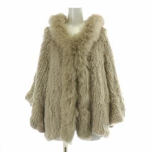 ファーコート アウター ショート丈 フード ラビットファー フォックスファー 36 S ベージュ /BB