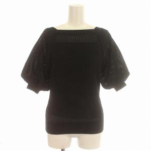 23SS シアーニットプルオーバー 半袖 ニット カットソー パフスリーブ F 黒 ブラック /G