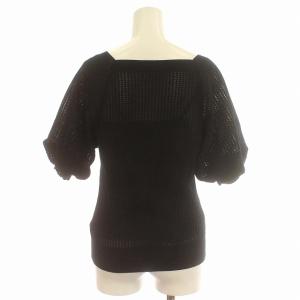 CELFORD 23SS シアーニットプルオーバー 半袖 ニット カットソー パフスリーブ F 黒 ブラック /G