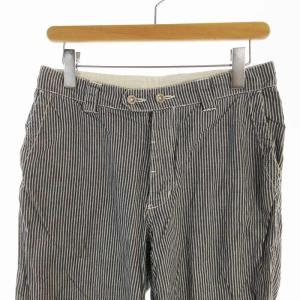 MHL. テーパードパンツ ストライプ 麻混 2 M 青 ブルー