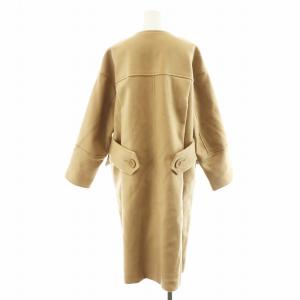 ADORE ノーカラーコート ロング丈 ウール アウター 38 M ベージュ