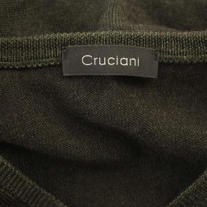Cruciani ニット Vネック カットソー ウール 薄手 長袖 46 カーキ