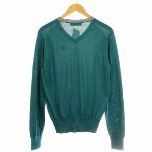 DOLCE&GABBANA ニット Vネック シルク カットソー KV-GN221K 薄手 長袖 44 緑 グリーン