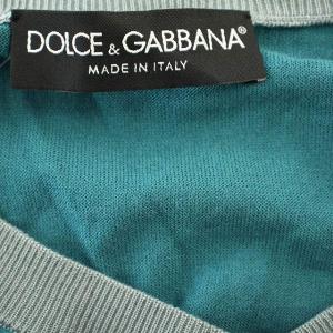 DOLCE&GABBANA ニット Vネック シルク カットソー KV-GN221K 薄手 長袖 44 緑 グリーン