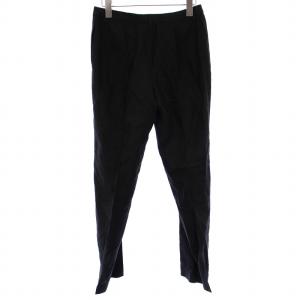EMPORIO ARMANI スラックス パンツ リネン 40 黒 ブラック /DK