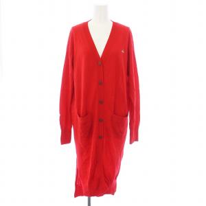 ニットカーディガン 長袖 ロング オーブ刺繍 M 赤 レッド /KH