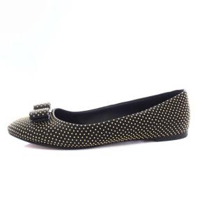 Salvatore Ferragamo ヴァラ バレエシューズ パンプス フラット スタッズ ゴールド金具 6.5D 24cm 黒 ブラック