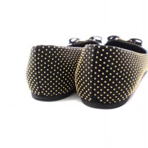 Salvatore Ferragamo ヴァラ バレエシューズ パンプス フラット スタッズ ゴールド金具 6.5D 24cm 黒 ブラック