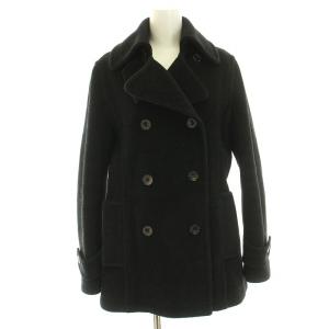 ピーコート Pコート ロゴボタン 背抜き 裏地チェック ウール アウター 36 S チャコールグレー