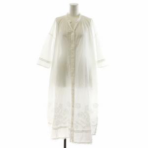 ワンピース ロング丈 7分袖 カットワーク レース 白 ホワイト /AN41