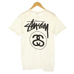STUSSY STOCK LINK TEE Tシャツ カットソー 半袖 バックプリント ロゴ S 白 ホワイト